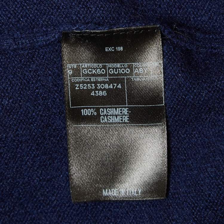 مملوكة مسبقًا Gucci Navy Blue Cashmere Knit V-Neck Sweater S