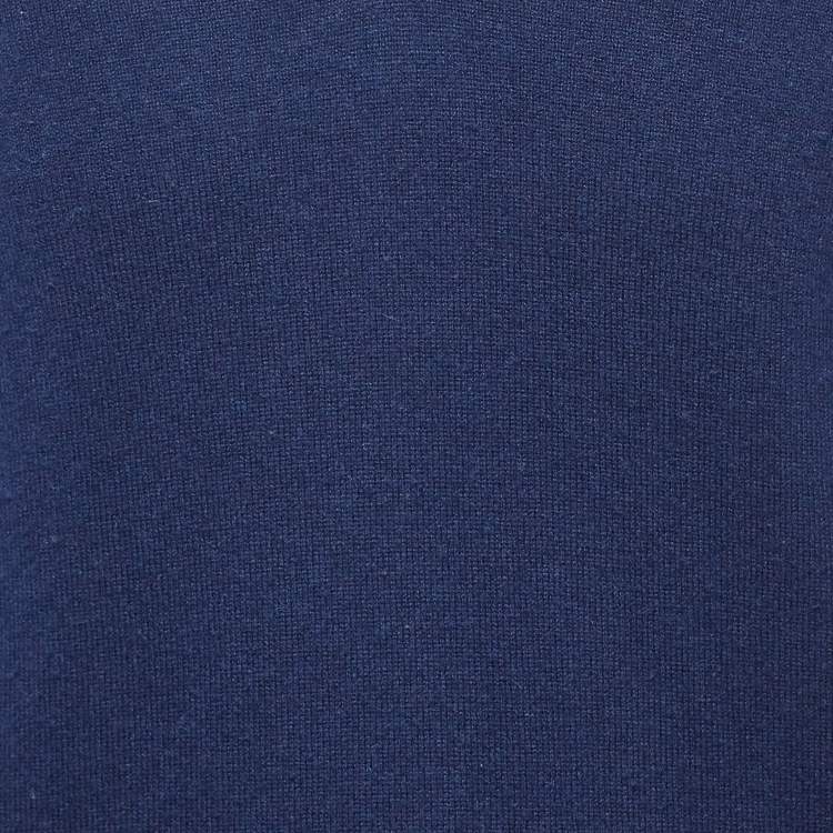 مملوكة مسبقًا Gucci Navy Blue Cashmere Knit V-Neck Sweater S