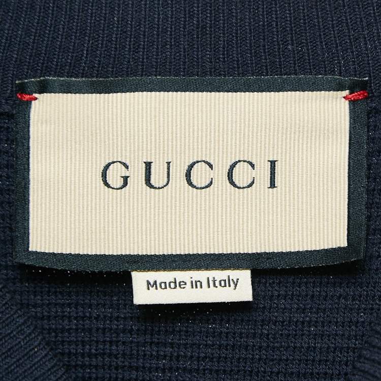 مملوكة مسبقًا Gucci Navy Blue GG Interlock Waffle Knit Sweatshirt M