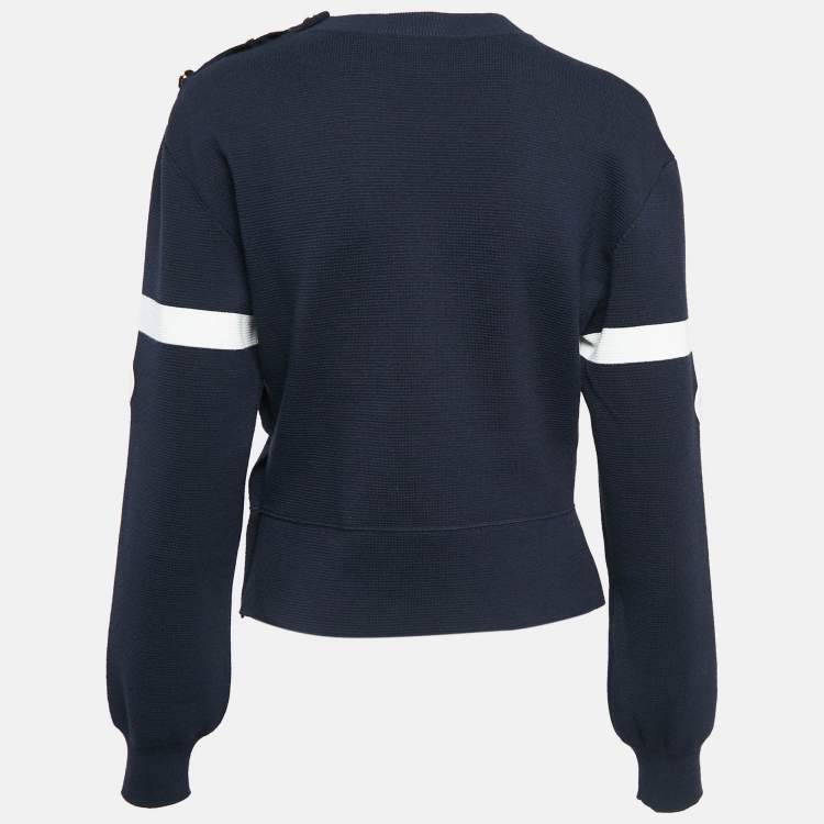 Gucci Navy Blue GG Interlock Waffle Knit Sweatshirt M Gucci
