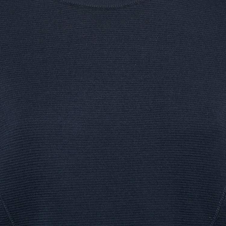 مملوكة مسبقًا Gucci Navy Blue GG Interlock Waffle Knit Sweatshirt M