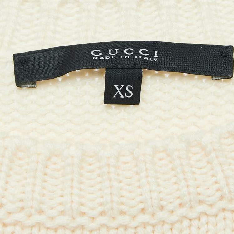 Pre Owned Gucci Pink/Cream Stripe Wool Sweater XS