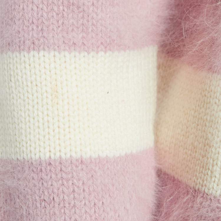Pre Owned Gucci Pink/Cream Stripe Wool Sweater XS