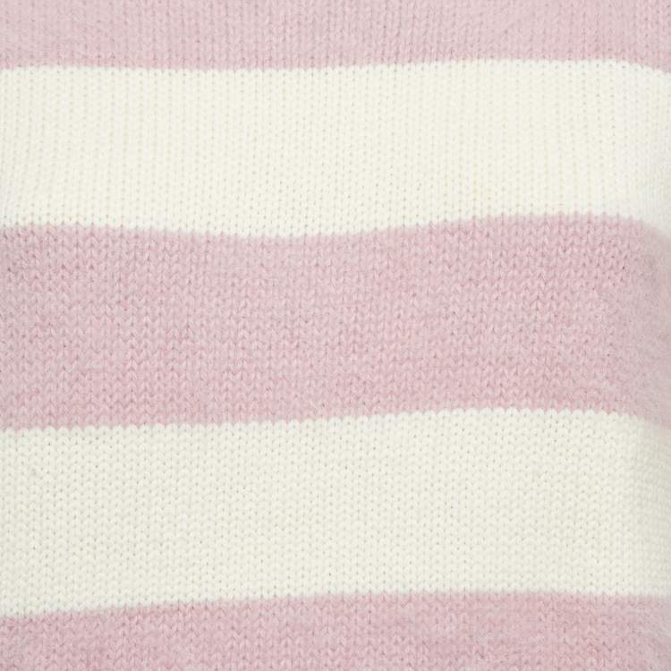 Pre Owned Gucci Pink/Cream Stripe Wool Sweater XS