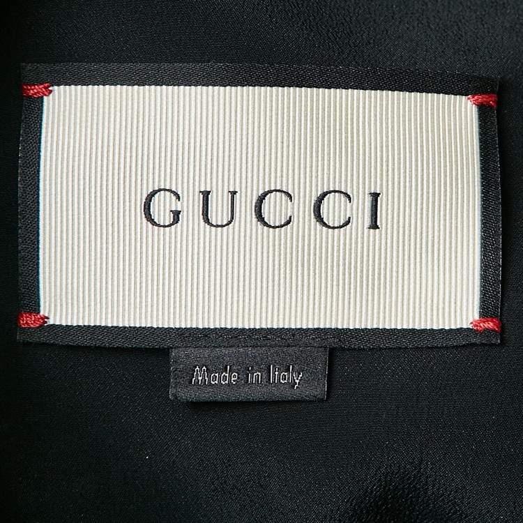 مملوكة مسبقًا Gucci Black Embellished Closure Wool and Suede Belted Short Dress M