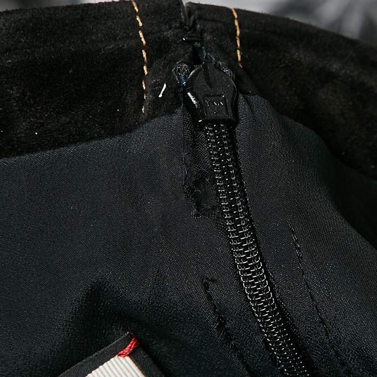 مملوكة مسبقًا Gucci Black Embellished Closure Wool and Suede Belted Short Dress M