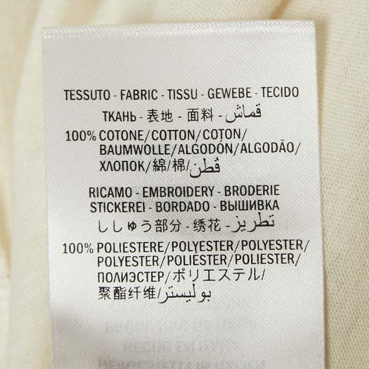 Pre Owned Gucci Cream/Green Applique Jersey Cotton T-Shirt S