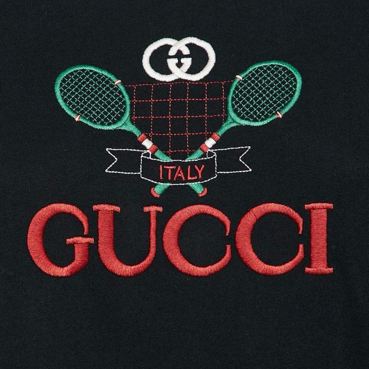 مملوكة مسبقًا Gucci Black Embroidered Knit Round Neck T-Shirt S