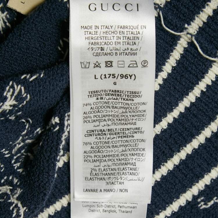 Pre Owned Gucci Blue Zima Jacquard Cotton Blend Knit Mini Dress L