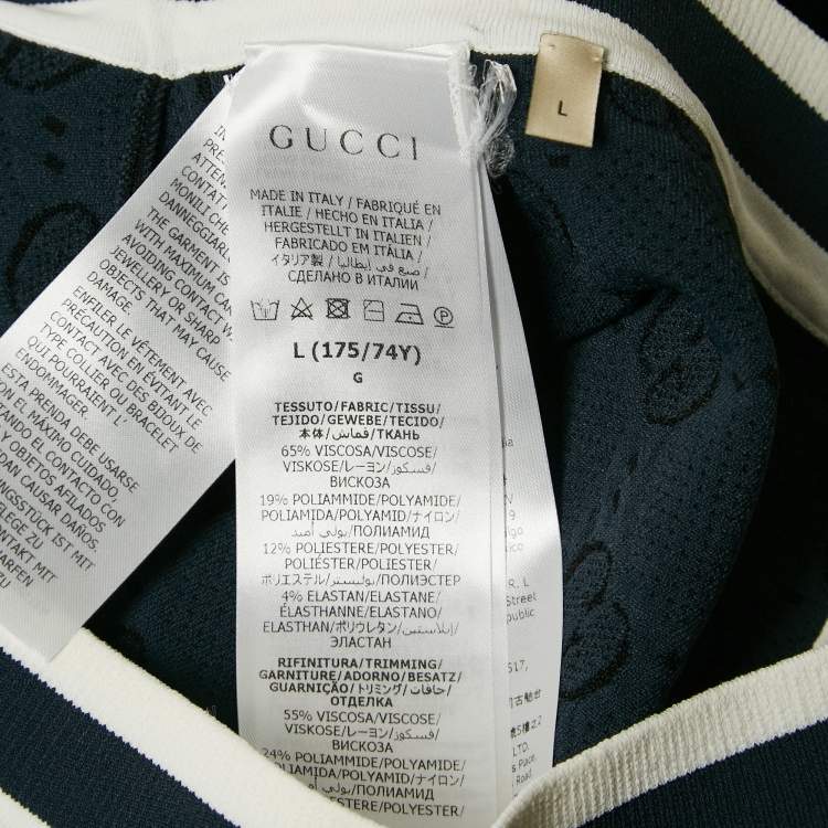 مملوكة مسبقًا Gucci Navy Blue Zima Jacquard Knit Zip-Up Midi Skirt L