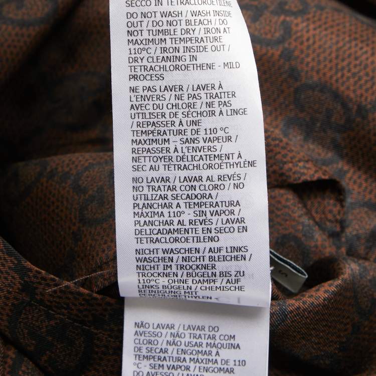 Pre Owned Gucci Brown GG Supreme Print Silk Zip-Up Tape Trim Jacket S