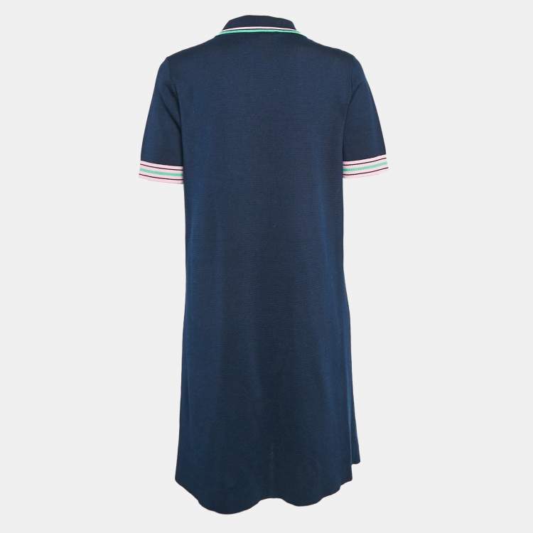 Pre Owned Gucci Navy Blue Knit Embroidered Mini Dress L