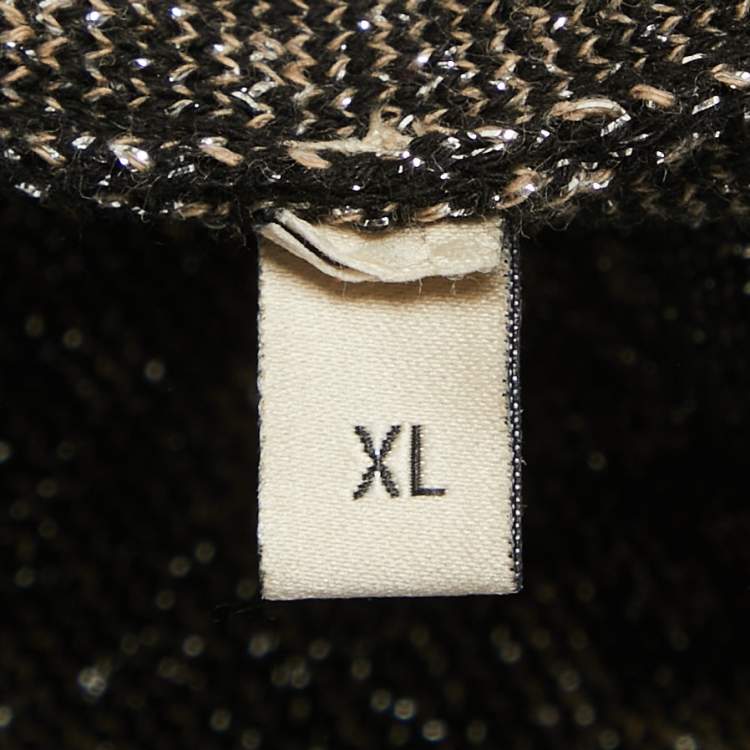 Pre Owned Gucci Black GG Supreme Jacquard Lurex Knit Mini Polo Dress XL