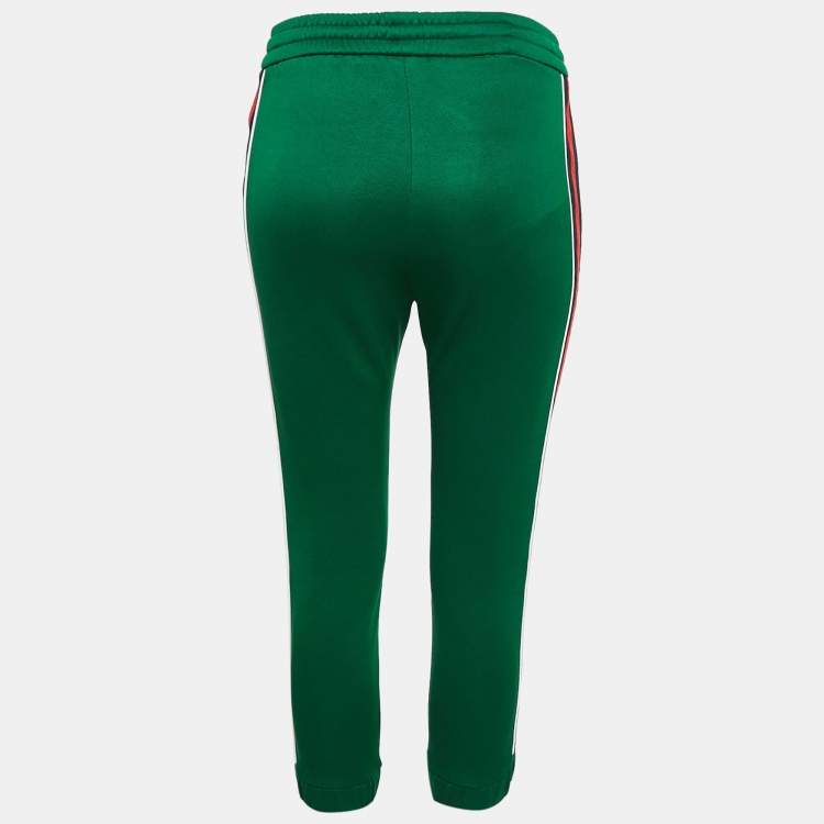 Pre Owned Gucci Green Jersey Side Stripe Detail Technical Joggers XXS