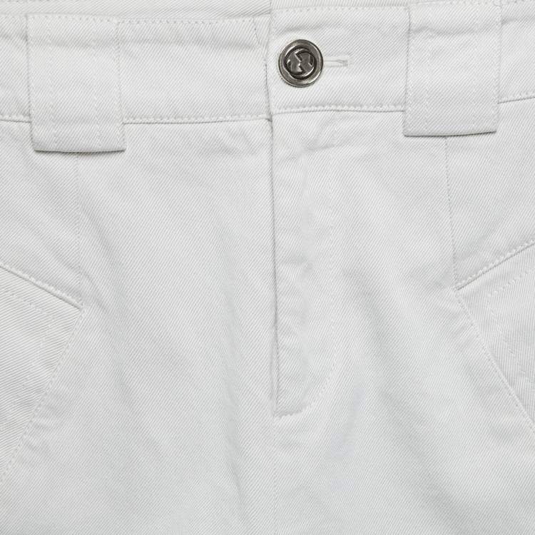 Pre Owned Gucci White Gabardine Regular Shorts S