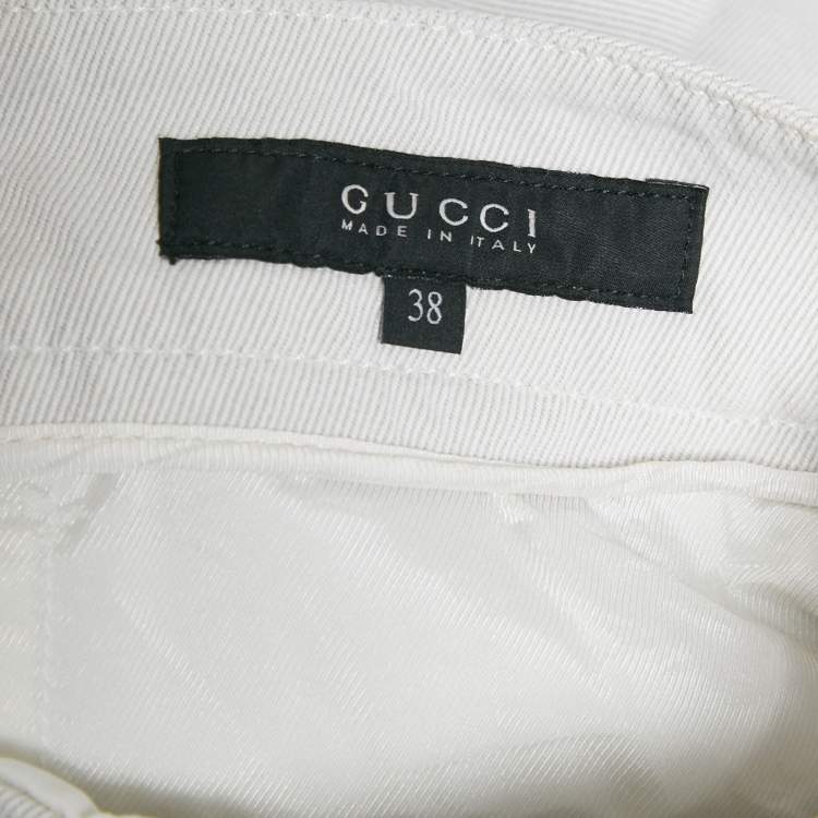 Pre Owned Gucci White Gabardine Regular Shorts S