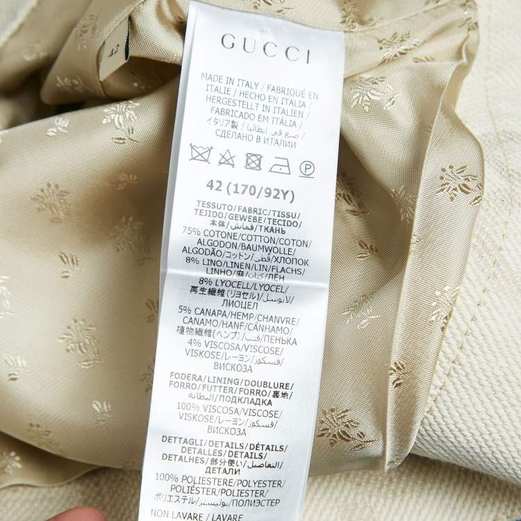 Pre Owned Gucci Light Beige Supreme Jacquard Canvas Crop Jacket M