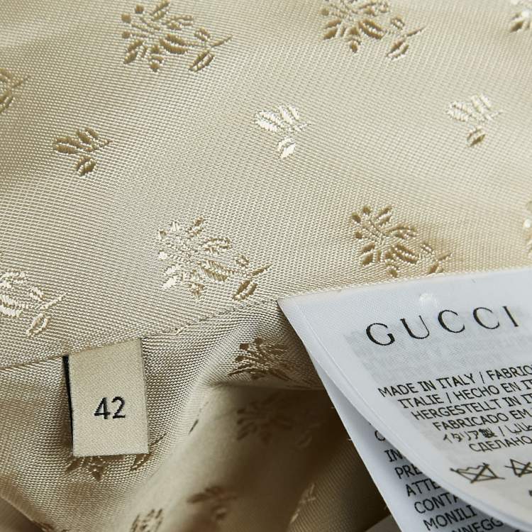 Pre Owned Gucci Light Beige Supreme Jacquard Canvas Crop Jacket M