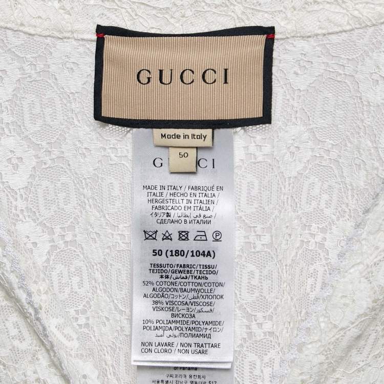 Pre Owned Gucci White GG Floral Lace Mini Tunic Dress XL