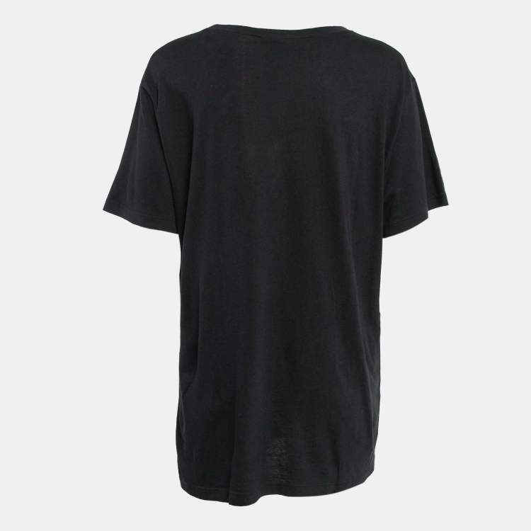 Pre Owned Gucci Black Web Print Jersey Sequin Detail T-Shirt M
