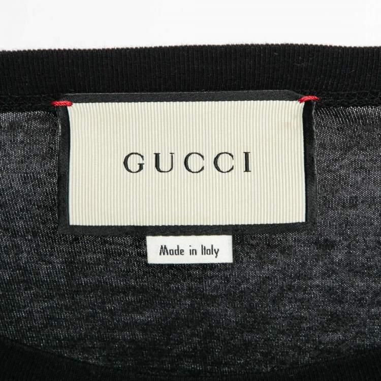 Pre Owned Gucci Black Web Print Jersey Sequin Detail T-Shirt M