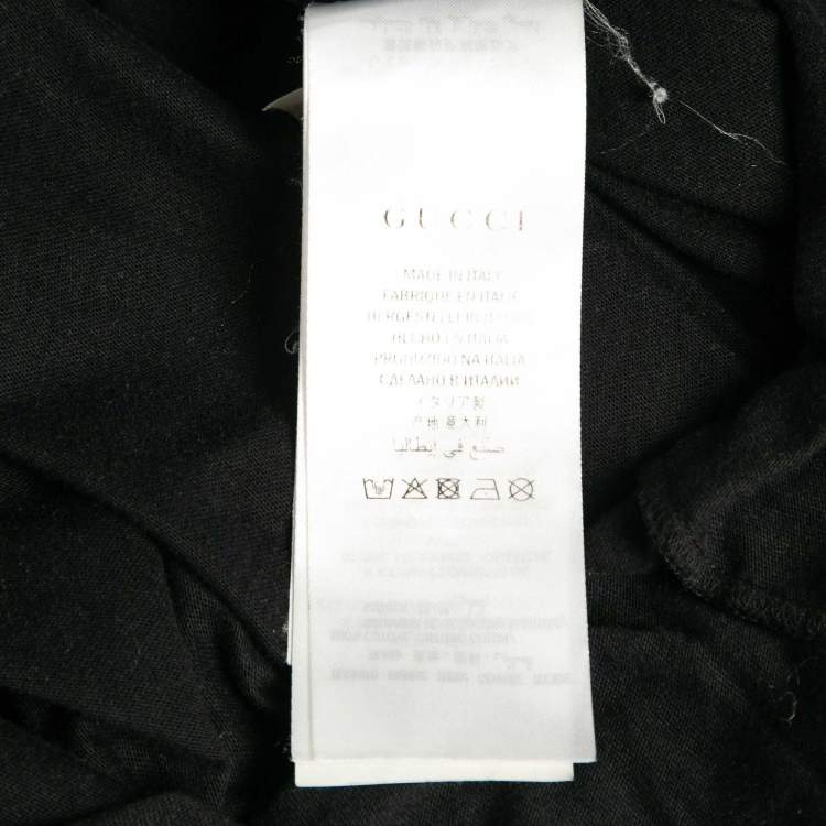 Pre Owned Gucci Black Web Print Jersey Sequin Detail T-Shirt M