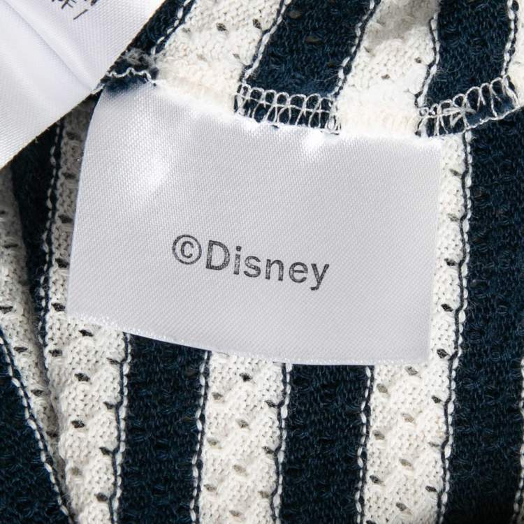 Pre Owned Gucci X Disney Navy Blue Striped and Pinhole Cotton T-Shirt L