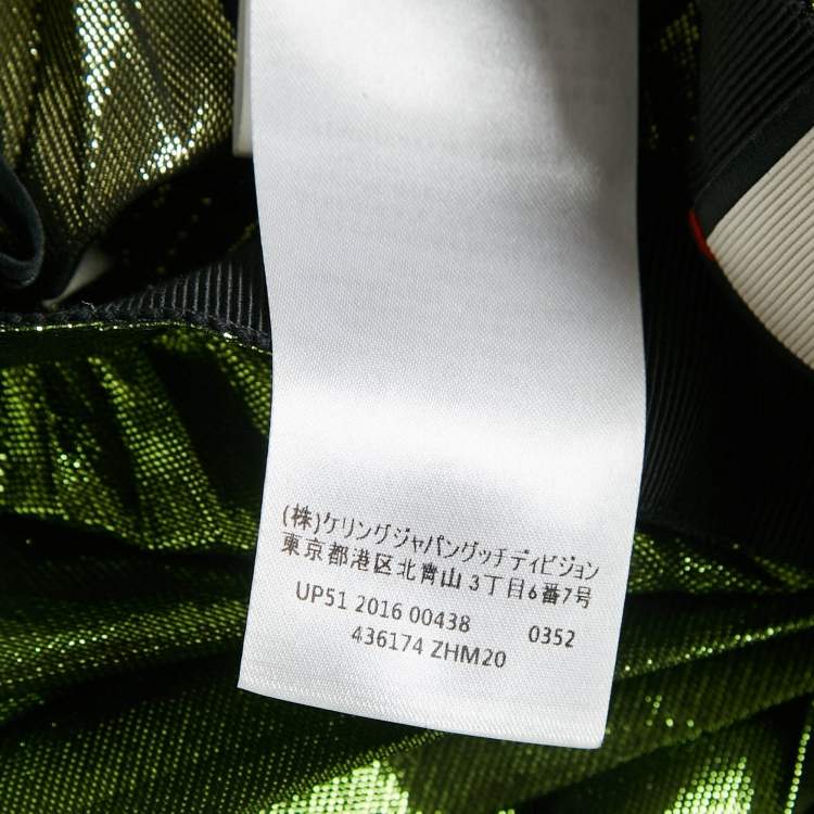 Pre Owned Gucci Metallic Green Lamé Silk Plisse Midi Skirt M