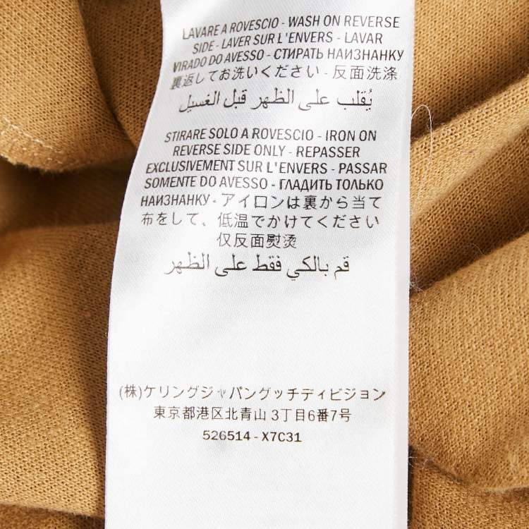Pre Owned Gucci Brown GG Print Jersey Drawstring Pleated Midi Skirt M