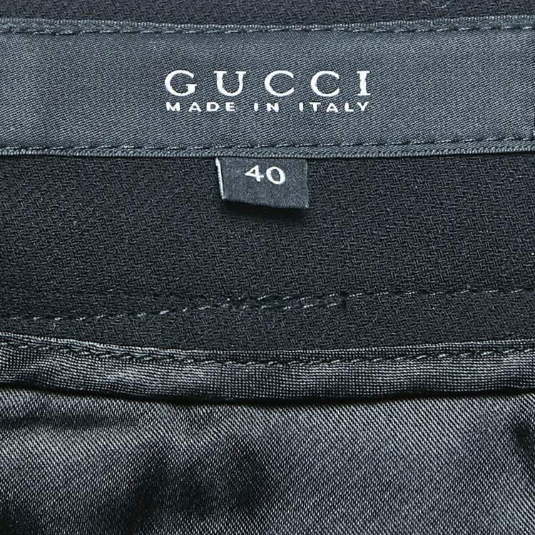 Pre Owned Gucci Black Wool Zip-Up Hem Detail Trousers S