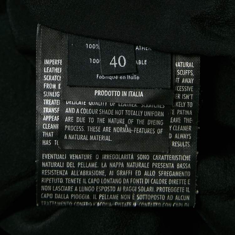 Pre Owned Gucci Black Genuine Leather Zip-Up Jacket S