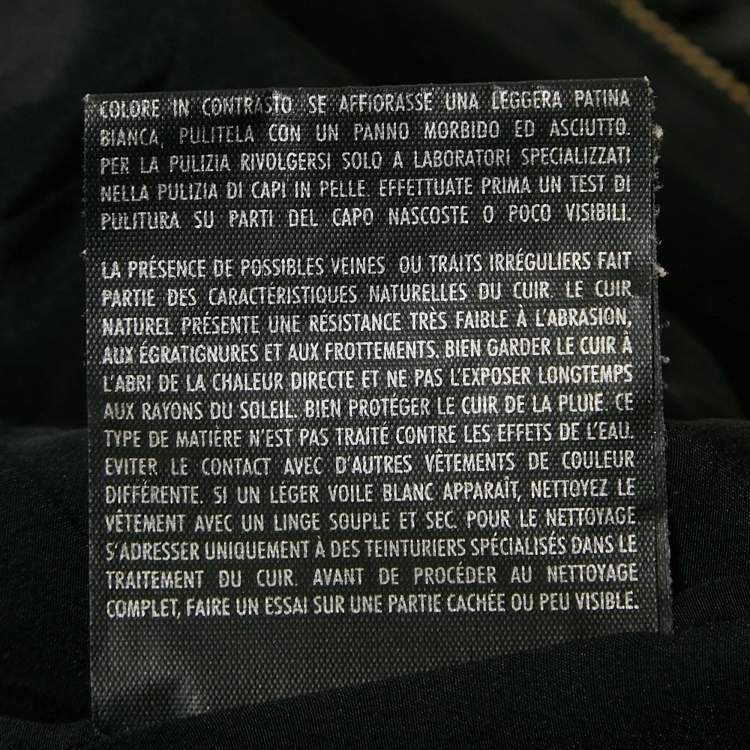 Pre Owned Gucci Black Genuine Leather Zip-Up Jacket S