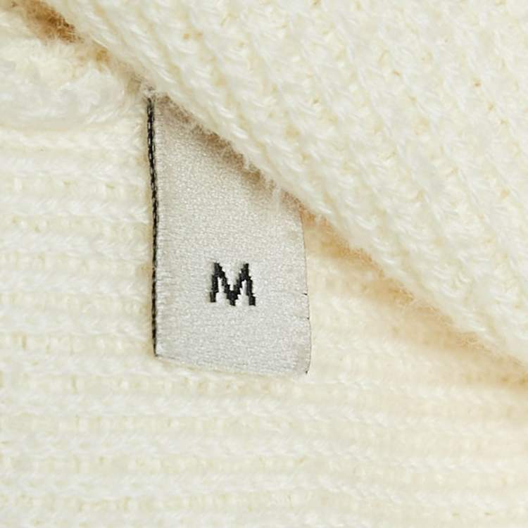 Pre Owned Gucci Cream Web Blind For Love Cotton Terry Tiger Embellished Cardigan M