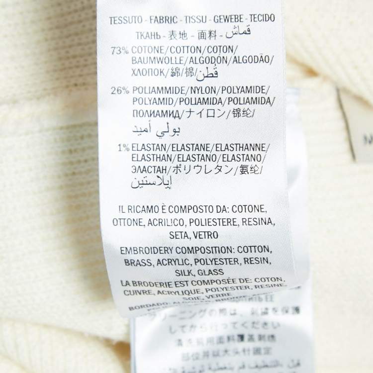 Pre Owned Gucci Cream Web Blind For Love Cotton Terry Tiger Embellished Cardigan M