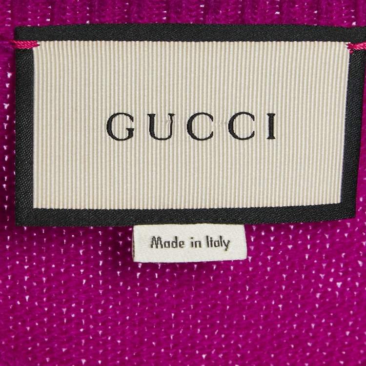 Pre Owned Gucci Purple Floral-Butterfly Intarsia Wool Sweater M