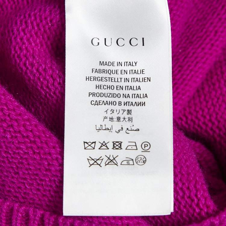 Pre Owned Gucci Purple Floral-Butterfly Intarsia Wool Sweater M