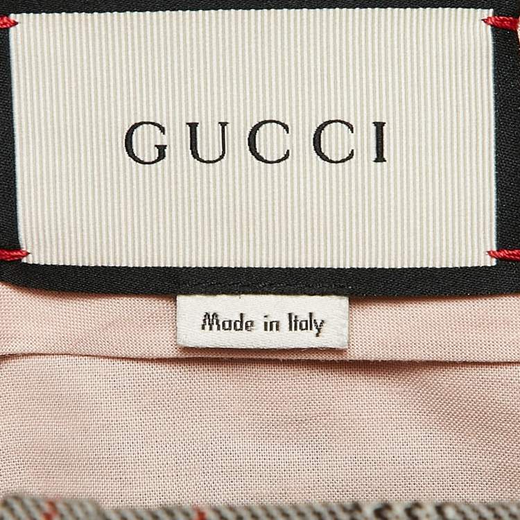Pre Owned Gucci Grey Plaid Wool Trousers M