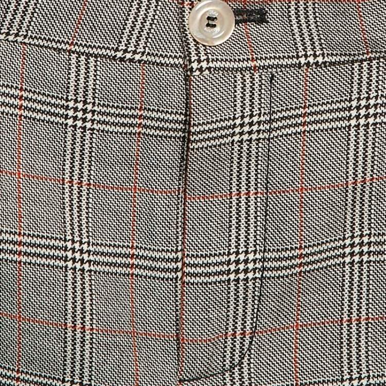 Pre Owned Gucci Grey Plaid Wool Trousers M