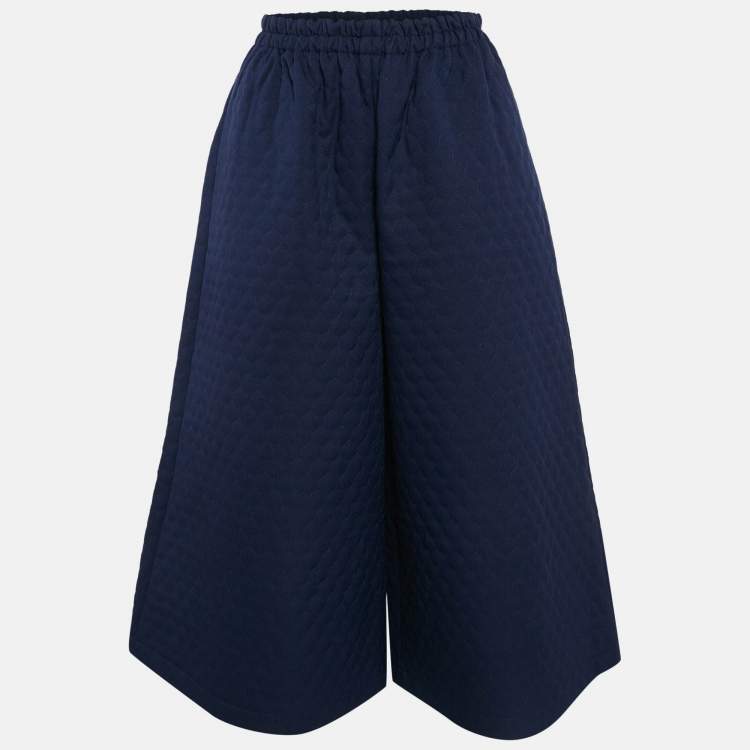 Pre Owned Gucci Navy Blue Quilted Crepe Culottes S 