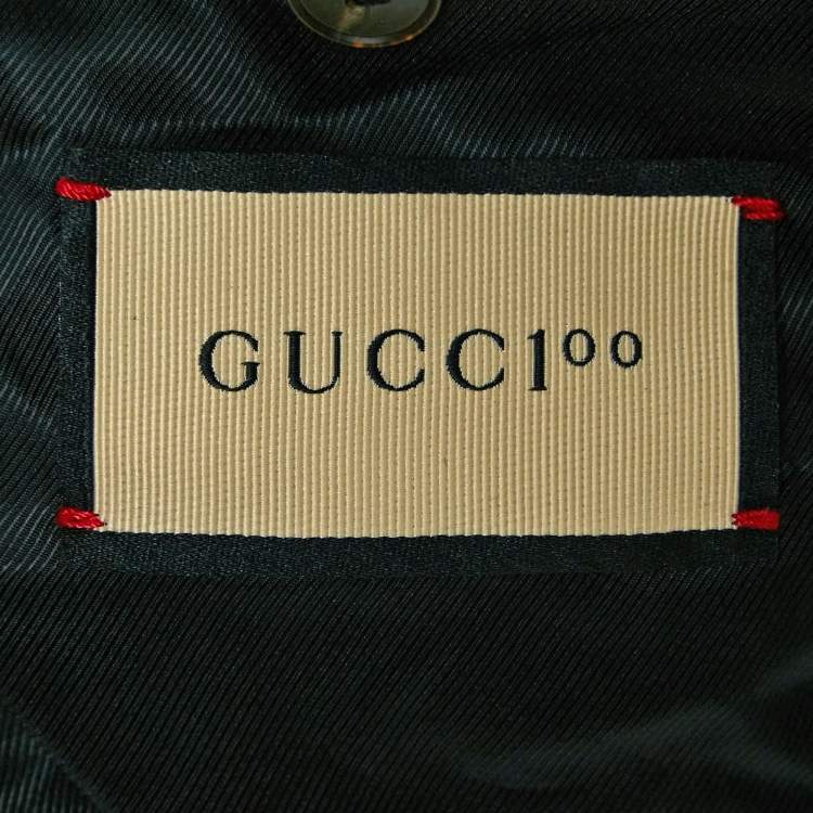 Pre Owned Gucci Blue Music is Mine Satin Varsity Jacket M
