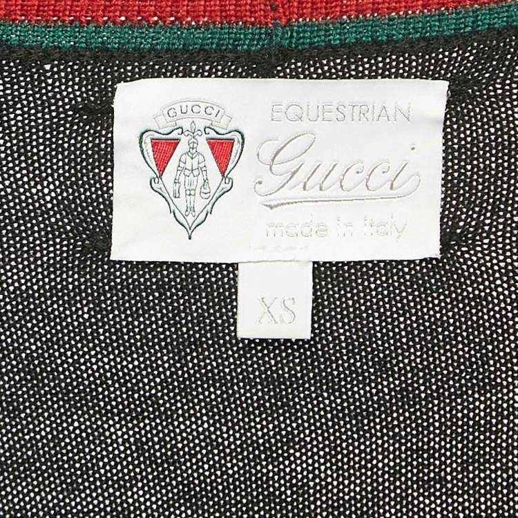 Pre Owned Gucci Black Equestrian Patch Knit Cardigan XS