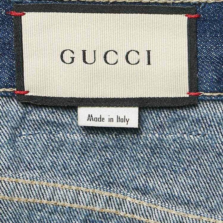 Pre Owned Gucci Blue Washed Denim Straight Leg  Jeans S Waist 26"