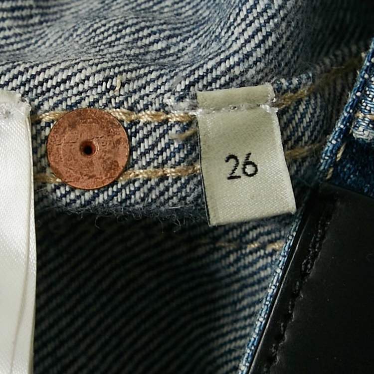 Pre Owned Gucci Blue Washed Denim Straight Leg  Jeans S Waist 26"
