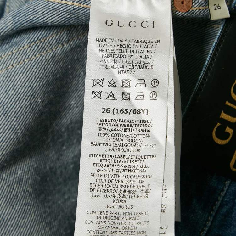 Pre Owned Gucci Blue Washed Denim Straight Leg  Jeans S Waist 26"