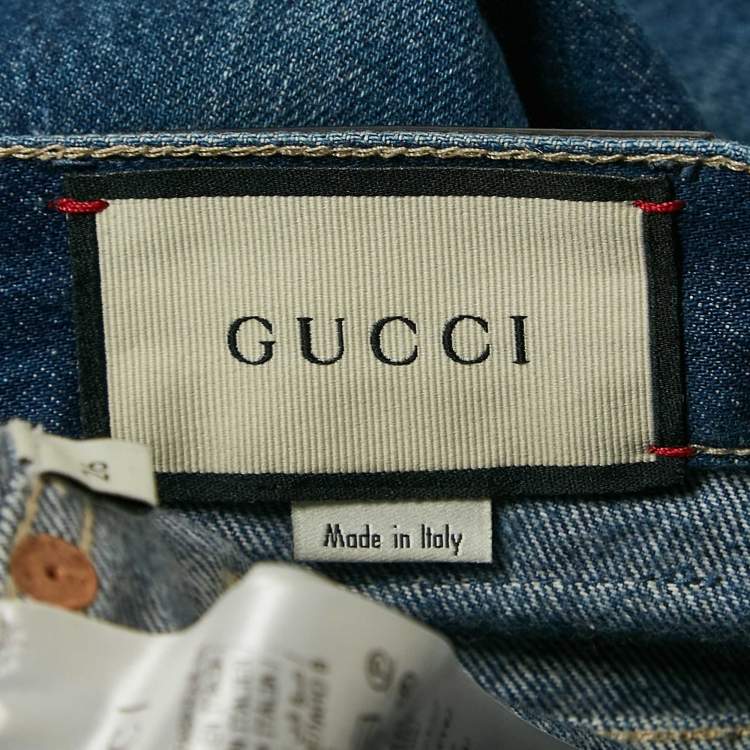 Pre Owned Gucci Blue Washed Denim Straight Leg  Jeans S Waist 26"