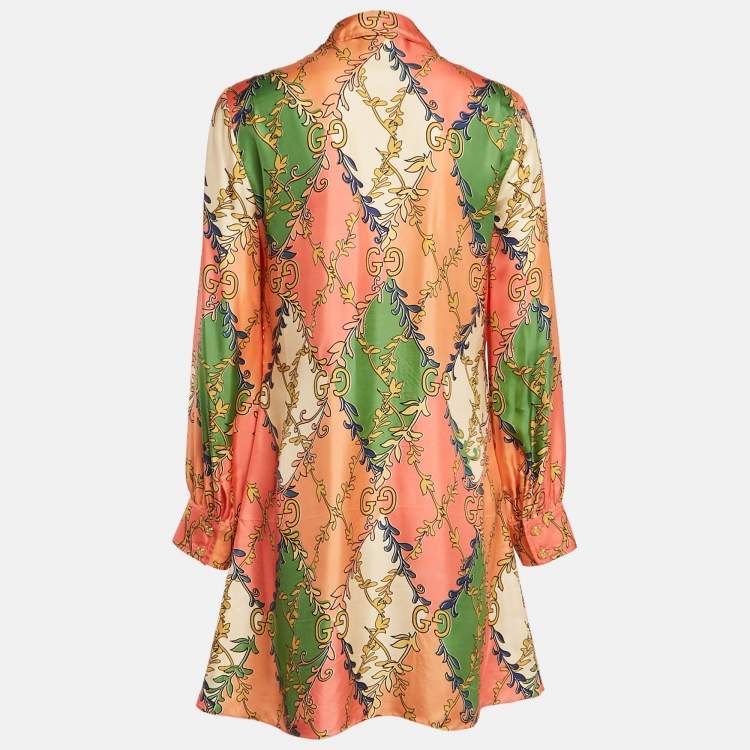 Pre Owned Gucci Multicolor GG Rhombus Print Shirt Dress S