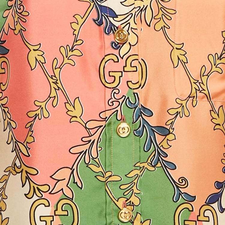Pre Owned Gucci Multicolor GG Rhombus Print Shirt Dress S