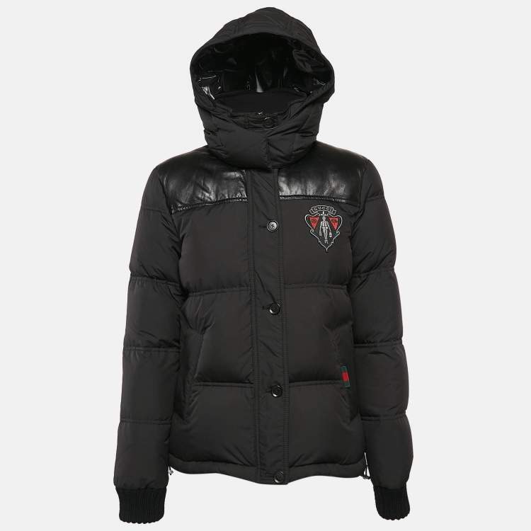 Gucci Black Nylon Hooded Equestrian Crest Down Jacket M Gucci The Luxury Closet