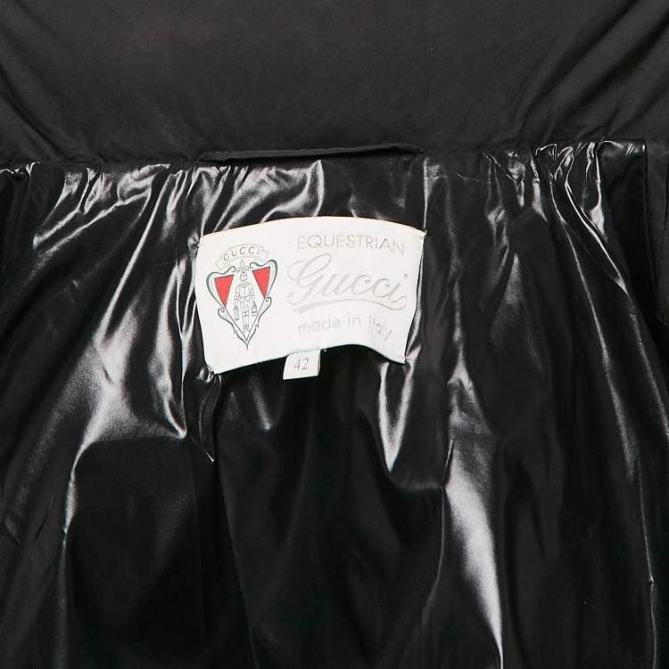 مملوكة مسبقًا Gucci Black Nylon Hooded Equestrian Crest Down Jacket M