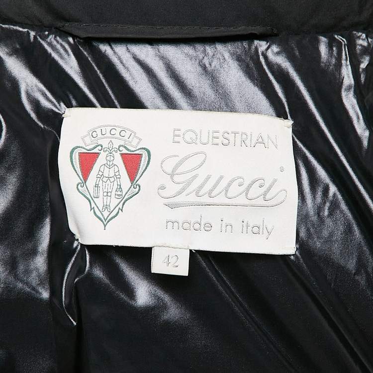 مملوكة مسبقًا Gucci Black Nylon Hooded Equestrian Crest Down Jacket M